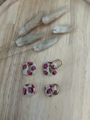 MATCHY léopard beige rose Boucles d'oreilles MATCHY MATCHY